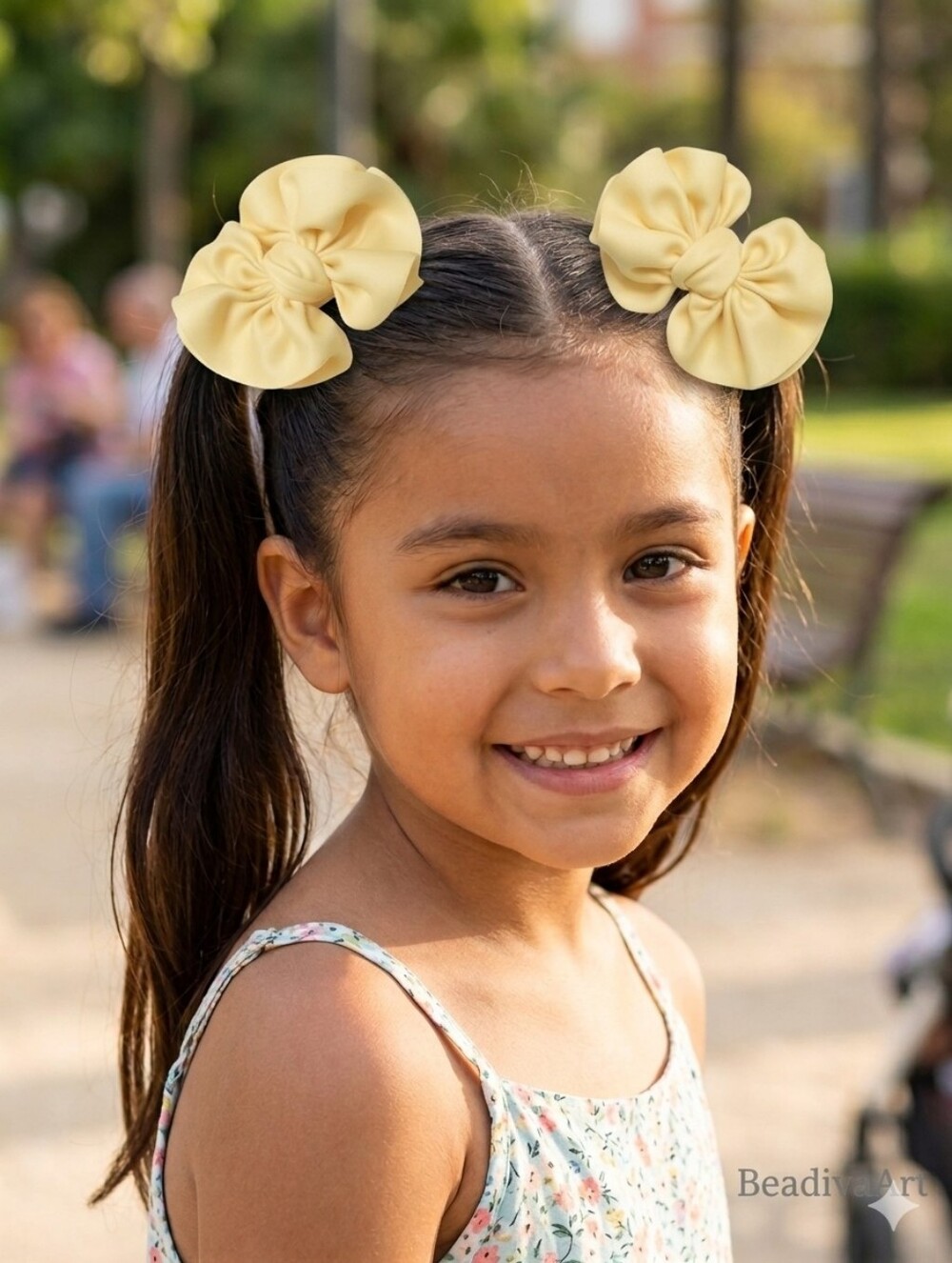 Charming Cream Hair Bows For Girls 🎀✨